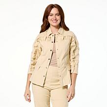C Wonder Stretch Twill Ruffled Peplum Jacket