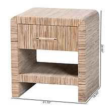 Callan Bohemian Nightstand with Woven Grasscloth