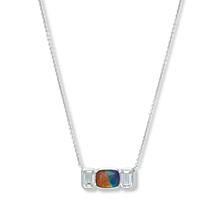 Canadian Ammolite Gems Ammolite and White Topaz 3-Stone Necklace