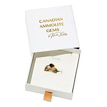 Canadian Ammolite Gems Ammolite and White Topaz Crossover Ring