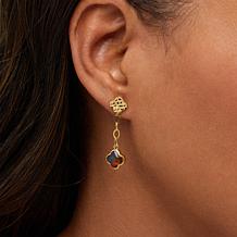 Canadian Ammolite Gems Ammolite Triplet Clover-Shaped Dangle Earrings