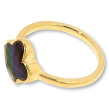 Canadian Ammolite Gems Ammolite Triplet Gold-Plated Clover-Shaped Ring