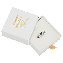Canadian Ammolite Gems Cushion-Cut Ammolite Sterling Silver Ring