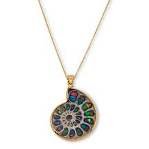 Canadian Ammolite Gems Gold-Plated Ammolite Shell Pendant with Chain