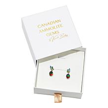 Canadian Ammolite Gems Multigem and Oval Ammolite Drop Earrings