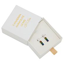Canadian Ammolite Gems Rectangular Ammolite Drop Earrings