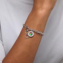 Canadian Ammolite Gems Round Ammolite Charm Toggle Bracelet