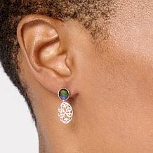 Canadian Ammolite Gems Sterling Silver Ammolite Filigree Drop Earrings