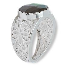 Canadian Ammolite Gems Sterling Silver Ammolite Filigree Band Ring