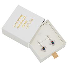 Canadian Ammolite Gems Sterling Silver Ammolite Flower Drop Earrings