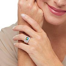 Canadian Ammolite Gems Sterling Silver Round Ammolite Hammered Ring