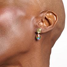 Canadian Ammolite Gems Sterling Silver Statement Dangle Earrings