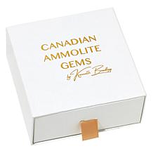 Canadian Ammolite Gems Trilliant-Cut Ammolite and White Topaz Ring