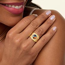 Canadian Ammolite Triplet Hammered Wavy Band Ring