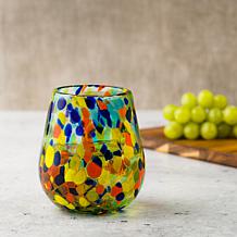 Carnival Handblown Mexican Stemless Wine Glass - Set of 6