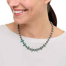 Chaco Canyon 18" Beaded Necklace Accented with Kingman Turquoise Chips