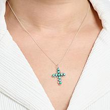 Chaco Canyon Campitos Turquoise Cross Pendant with  18" Chain