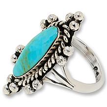 Chaco Canyon Campitos Turquoise Elongated Oval Solitaire Ring