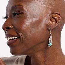 Chaco Canyon Campitos Turquoise Leaf Flower Dangle Earrings