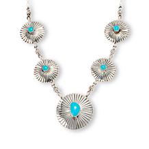 Chaco Canyon Campitos Turquoise Round Stone Concho Necklace