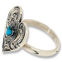 Chaco Canyon Etched Kingman Turquoise Heart-Shaped Ring