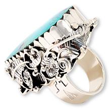 Chaco Canyon Flowers Leaves Kingman Turquoise Ring