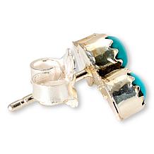 Chaco Canyon Kingman Turquoise 3-Stone Curved Sterling Silver Studs