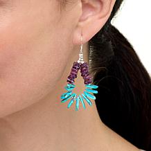 Chaco Canyon Kingman Turquoise and Spiny Oyster Shell Drop Earrings