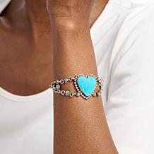 Chaco Canyon Kingman Turquoise Heart-Design Rolo-Chain Bracelet