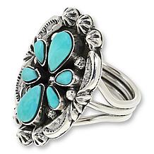 Chaco Canyon Kingman Turquoise Sterling Silver Framed Flower Ring