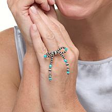 Chaco Canyon "Navajo Pearls" and Turquoise Bead Bow Ring