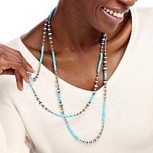 Chaco Canyon Sleeping Beauty Turquoise and "Navajo Pearl" 60" Necklace