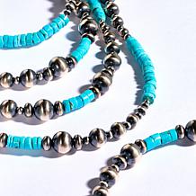 Chaco Canyon Sleeping Beauty Turquoise and "Navajo Pearl" 60" Necklace