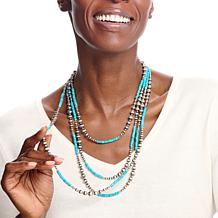 Chaco Canyon Sleeping Beauty Turquoise and Silver Bead 100" Necklace