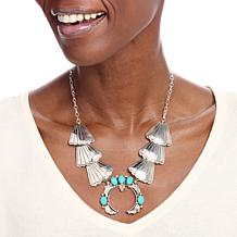 Chaco Canyon Sleeping Beauty Turquoise Scallop Station Necklace