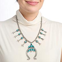 Chaco Canyon Sleeping Beauty Turquoise Squash Blossom Station Necklace