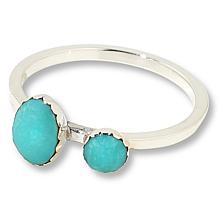 Chaco Canyon Sterling Silver Campitos Turquoise 2-Stone Band Ring