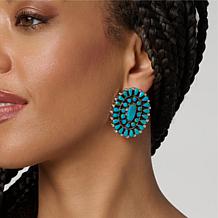 Chaco Canyon Sterling Silver Campitos Turquoise Cluster Earrings