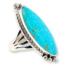 Chaco Canyon Sterling Silver Campitos Turquoise Elongated Ring