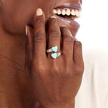 Chaco Canyon Sterling Silver Campitos Turquoise Heart Bypass Ring