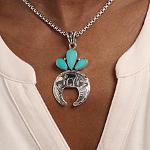 Chaco Canyon Sterling Silver Campitos Turquoise Naja Pendant