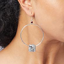 Chaco Canyon Sterling Silver Gemstone Hoop Drop Earrings