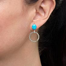 Chaco Canyon Sterling Silver Gemstone Twisted Hoop Drop Earrings