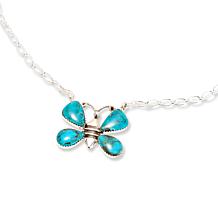 Chaco Canyon Sterling Silver Kingman Turquoise Butterfly Drop Necklace