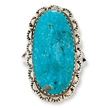 Chaco Canyon Sterling Silver Kingman Turquoise Elongated Oval Ring