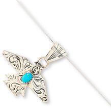 Chaco Canyon Sterling Silver Turquoise Eagle Pendant with Chain