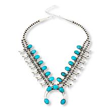 Chaco Canyon Sterling Silver Turquoise Squash Blossom Necklace