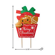 Christmas Metal Gingerbread Giftbox Yard Stake or Wall Decor