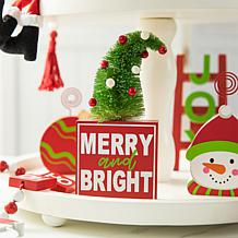 Christmas Signs and Santa Tiered Tray Table Decor - Set of 11