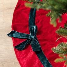 Christmas Tree Skirt with Velvet and Satin Bows, 48" Diameter